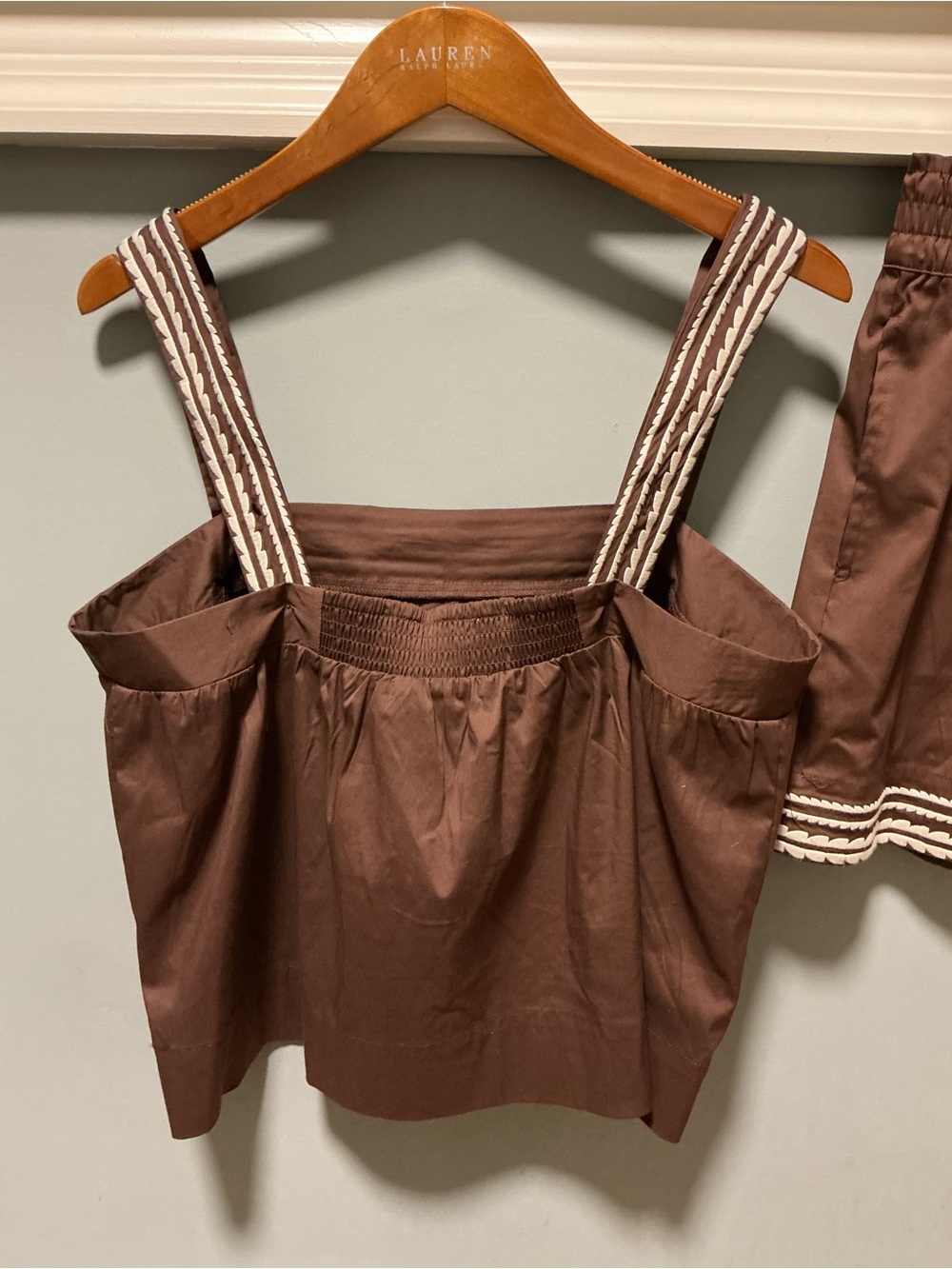 Caroline Constas Brown w/Embroidered Trim 2-Piece Shorts & Tank Set, Large NWT - Picture 4 of 16